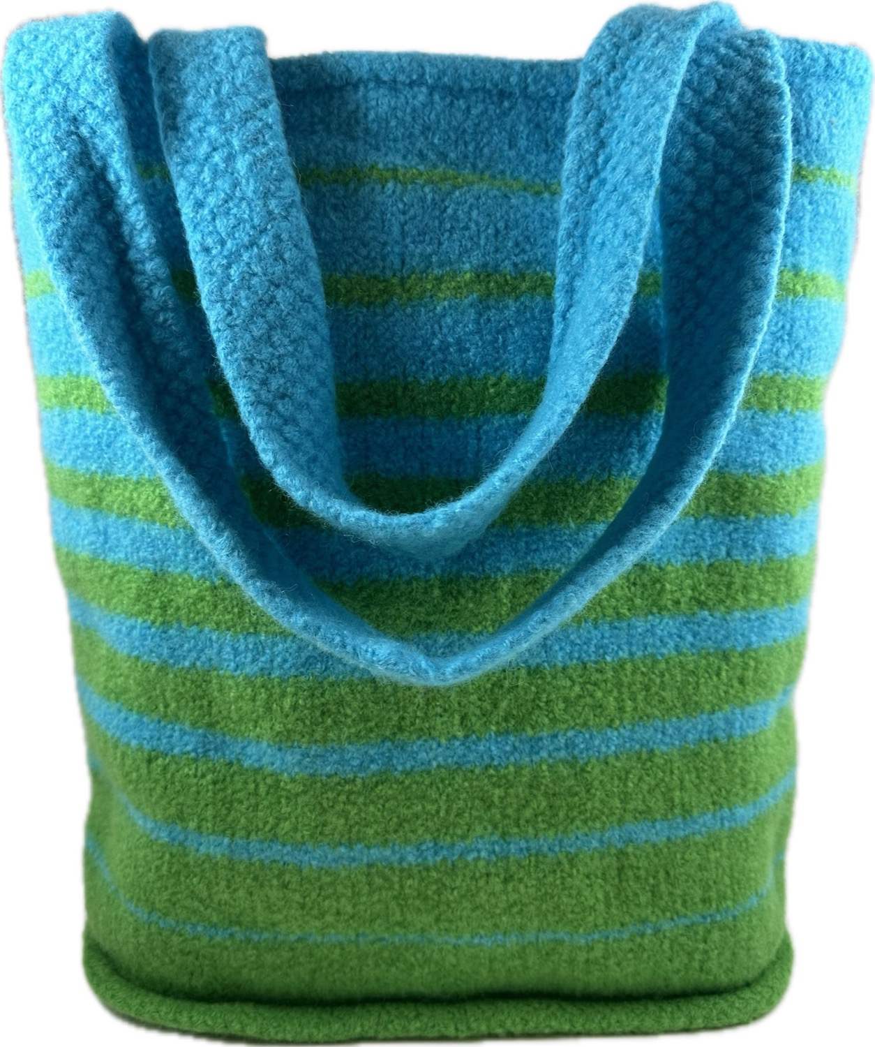 Lime and turquoise felted tote
